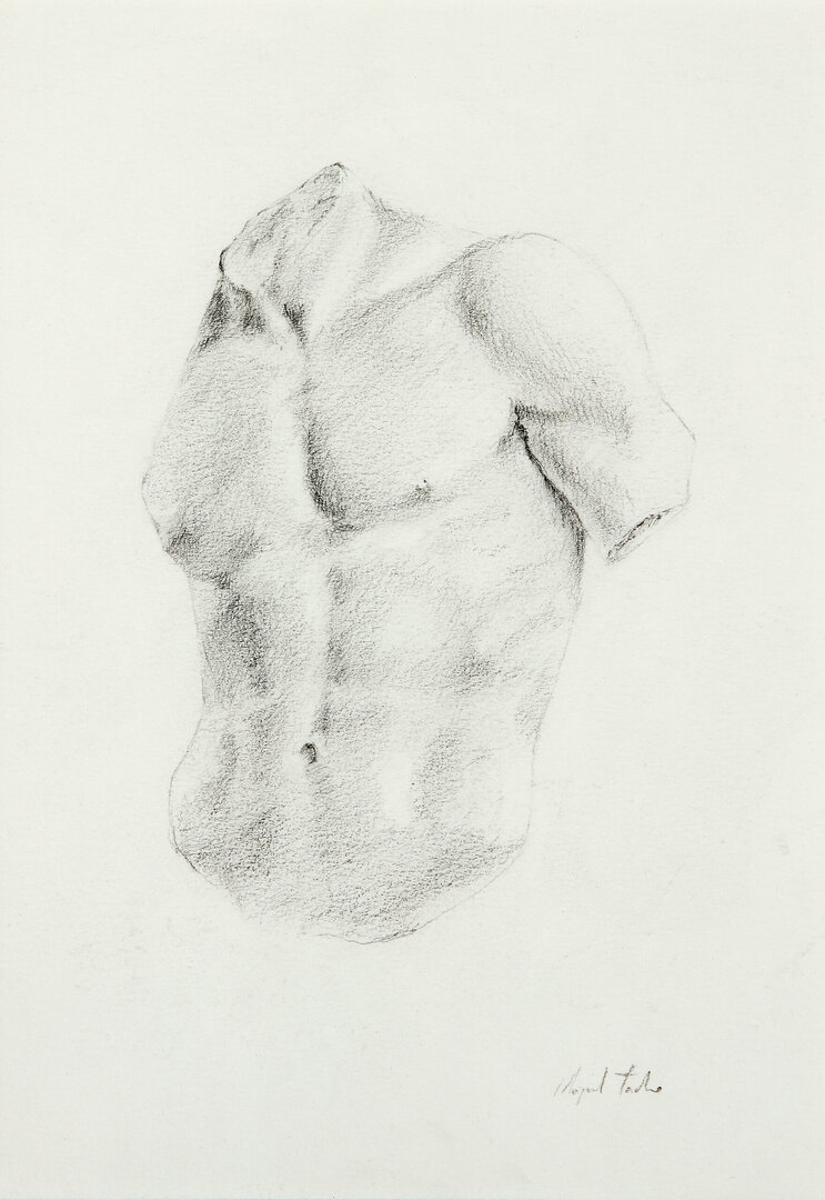 Miguel Tadeo. El torso de Belbedere erguido, 2014. Lápiz sobre papel