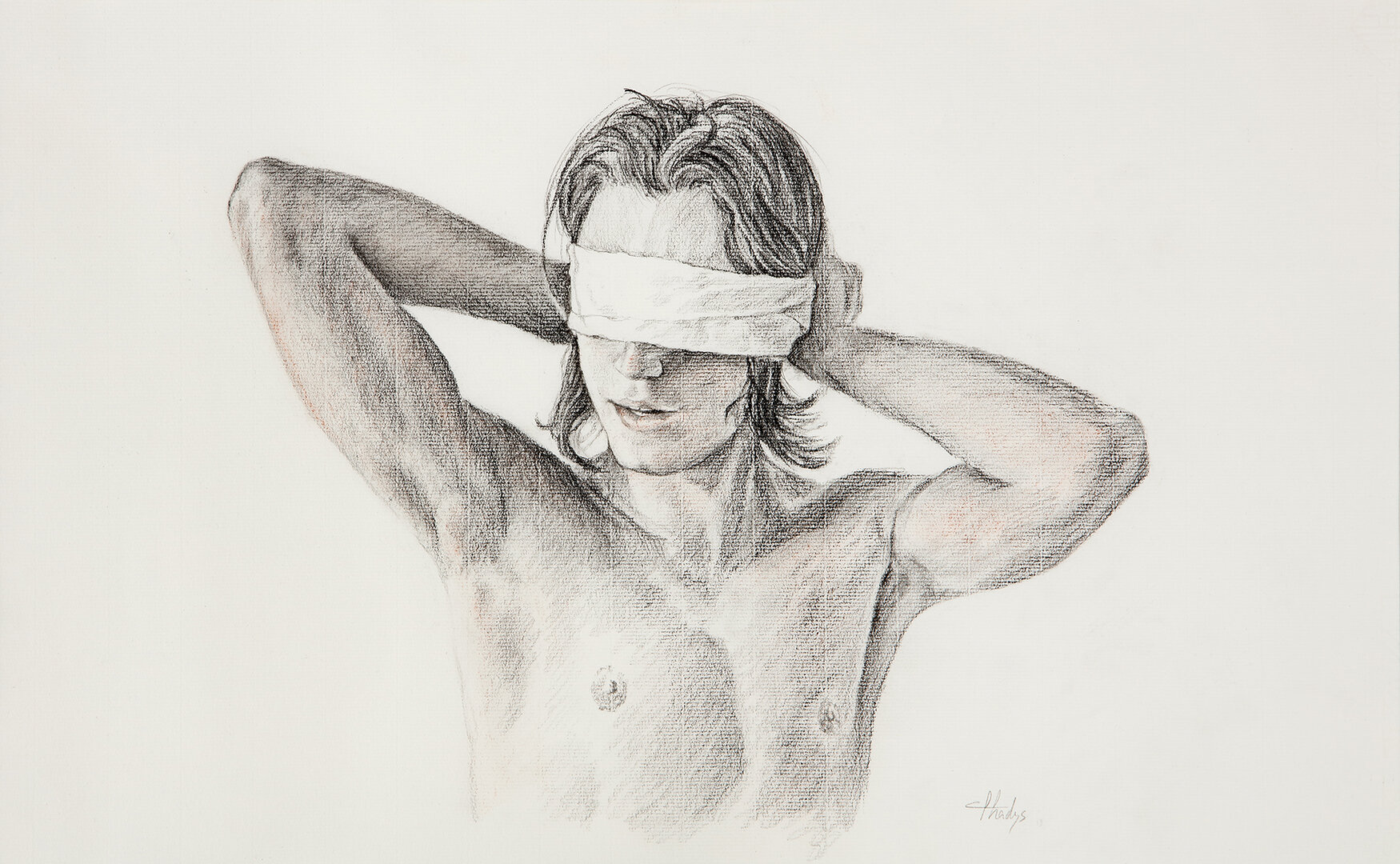 Miguel Tadeo. Juventud ciega, 2014. Carboncillo sobre papel. 32x46 cm