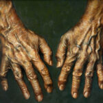 Miguel Tadeo. Manos de el numismático, 2014. Óleo sobre tabla