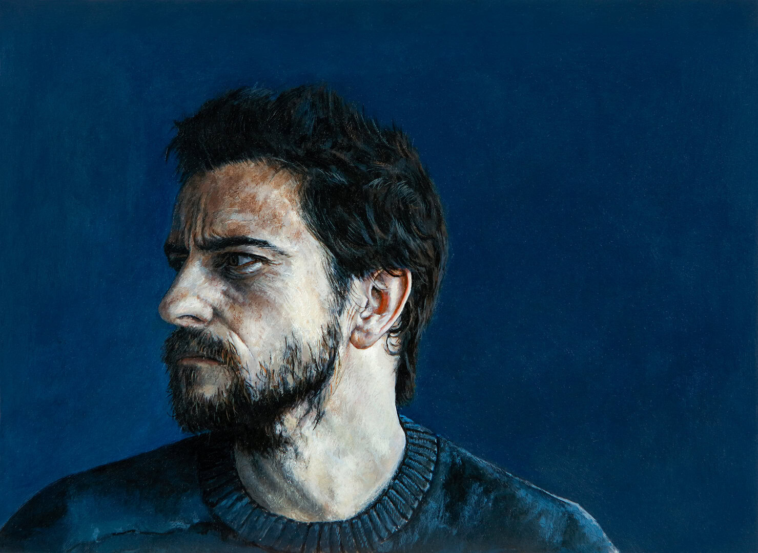 Miguel Tadeo. Gravedad, perfil, 2016. Óleo sobre cartón