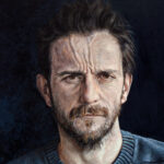 Miguel Tadeo. Gravedad, frontal-detalle, 2016. Óleo sobre tabla