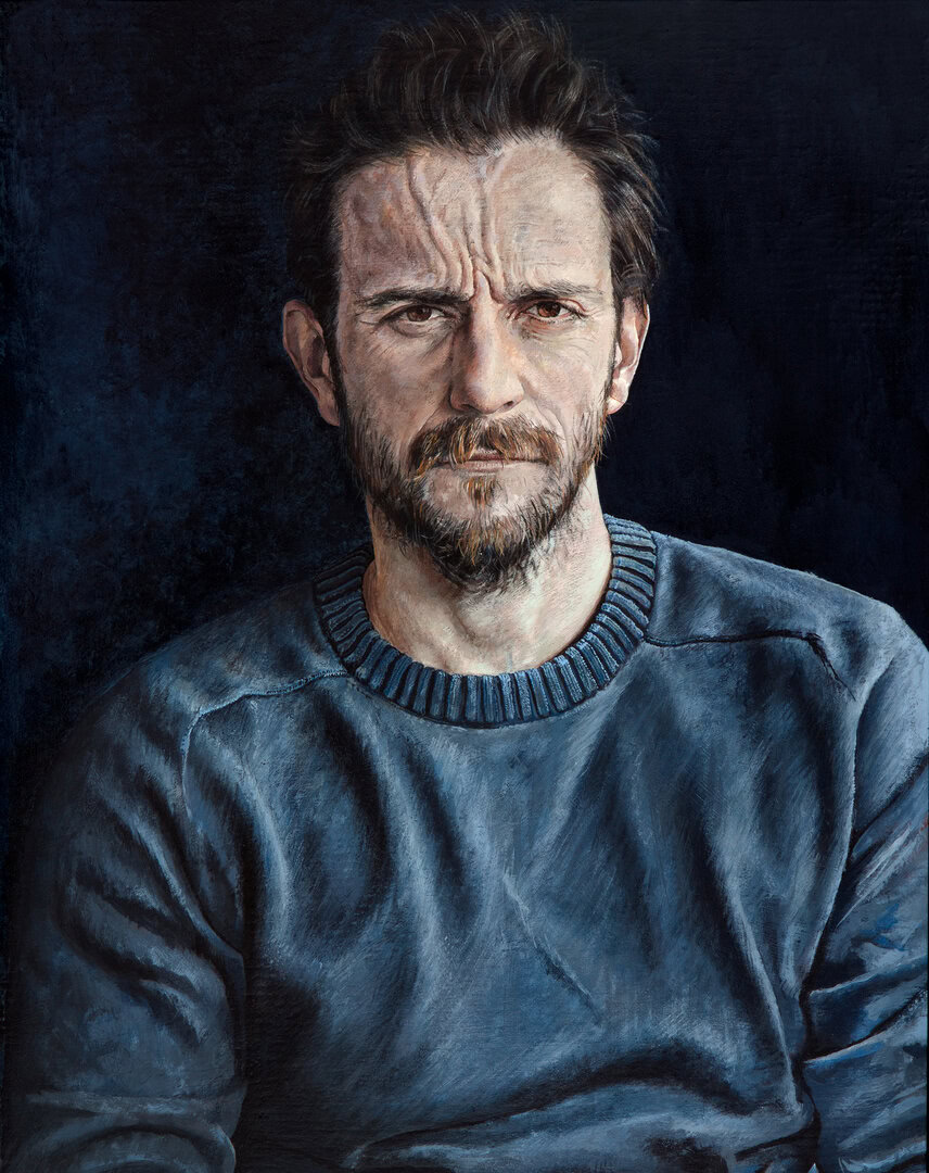 Miguel Tadeo. Gravedad, frontal, 2016. Óleo sobre tabla