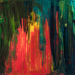 Miguel Tadeo. Corazón maldito, 2017. Óleo sobre cartón. Abstracto