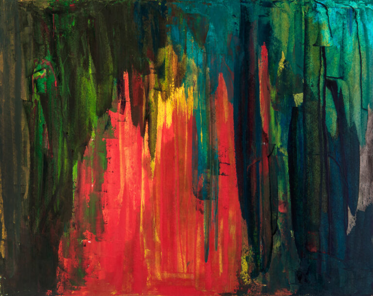 Miguel Tadeo. Corazón maldito, 2017. Óleo sobre cartón. Abstracto