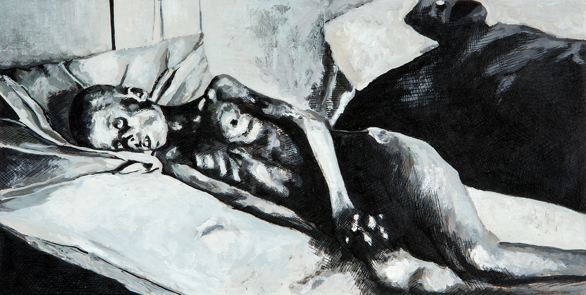 Miguel Tadeo. Miseria II, 2017. Óleo y tinta sobre cartón