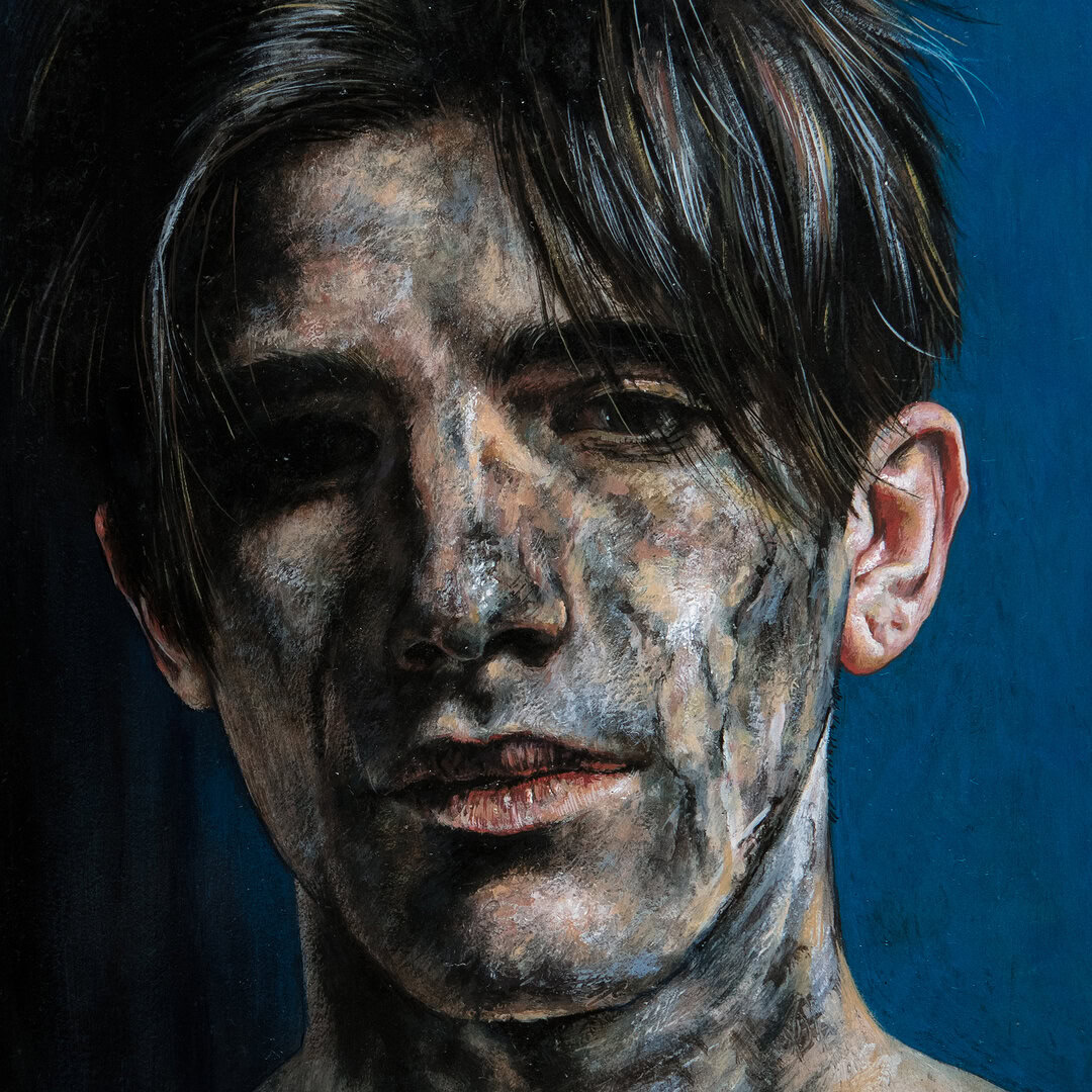 Miguel Tadeo. Destello de belleza desvencijada II-detalle1, 2021. Óleo sobre tabla