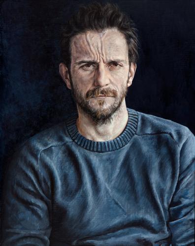 Miguel Tadeo. Gravedad, frontal, 2016. Óleo sobre tabla